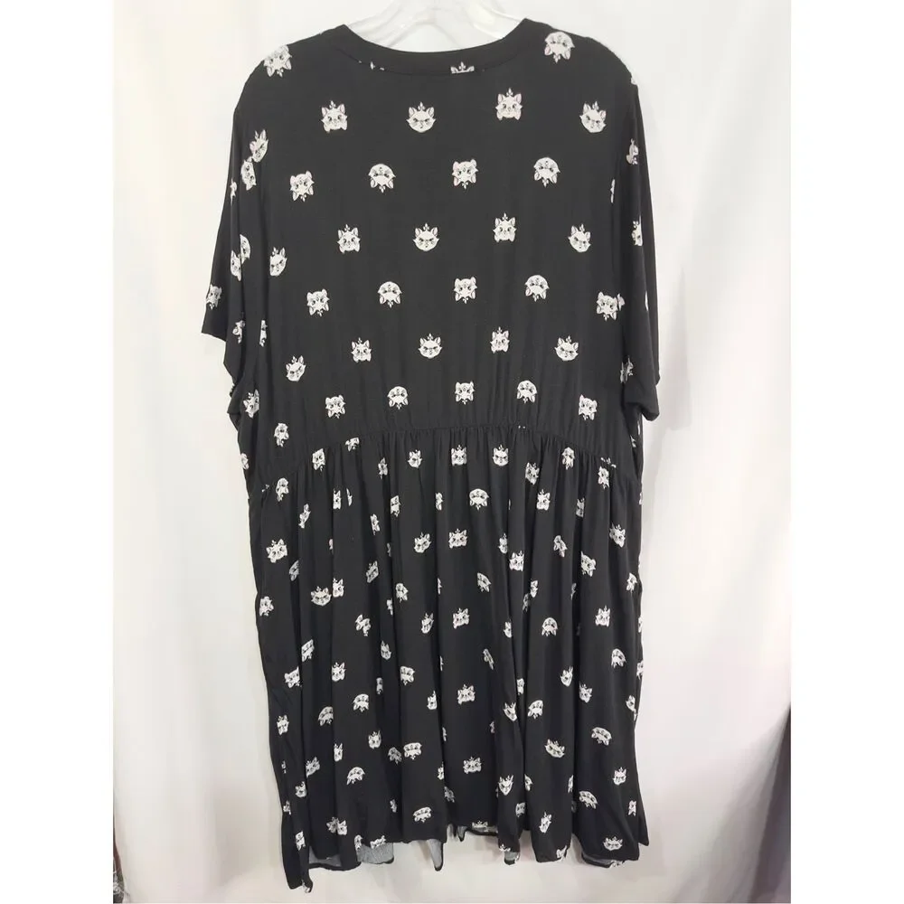 Torrid Disney Plus Size 4X Shirt Dress Midi The Aristocats‎ Black Challis 269 - Picture 11 of 16